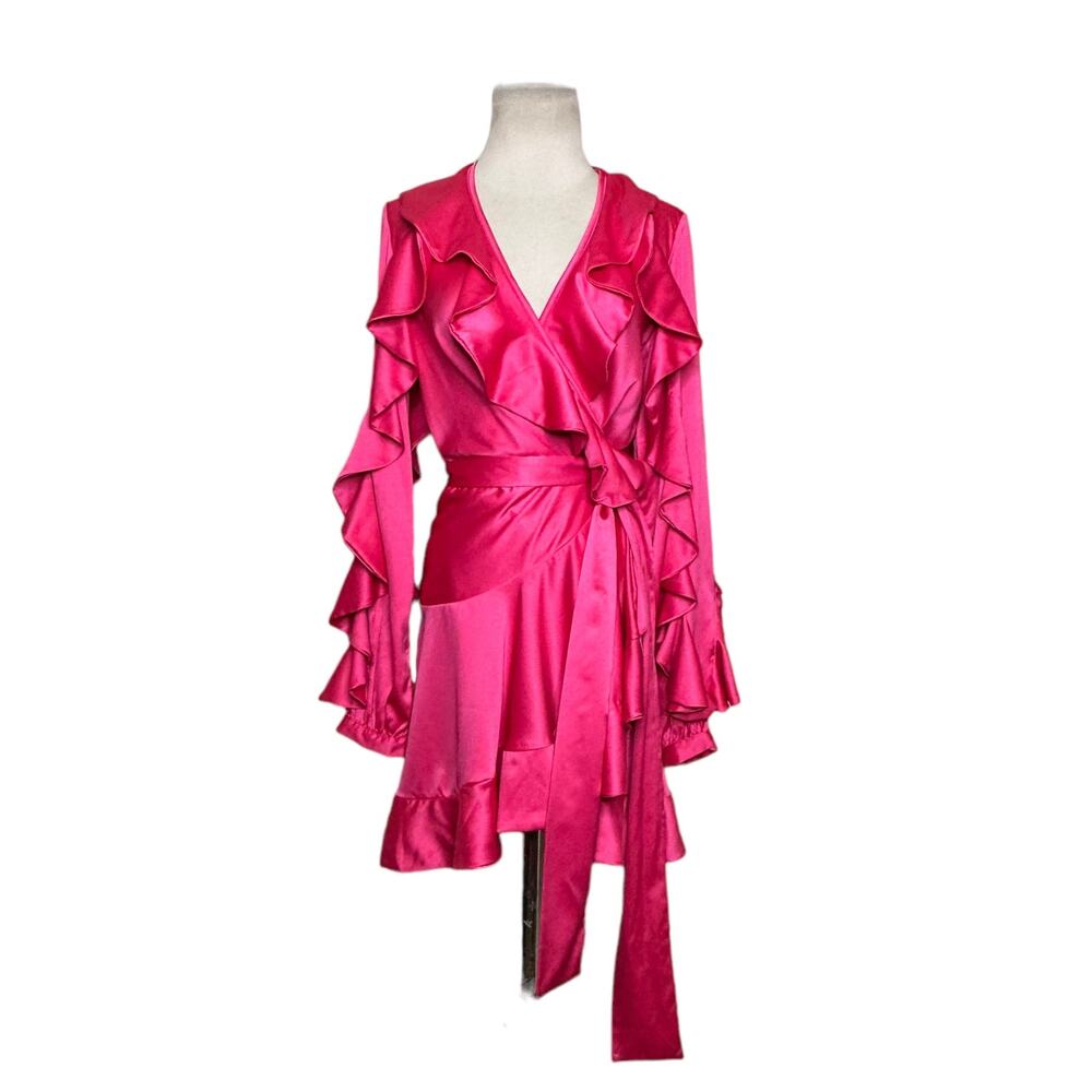 PATBO Flamingo fuchsia  wrap mini party dress size 4